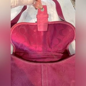 Coach pink suede satchel vintage